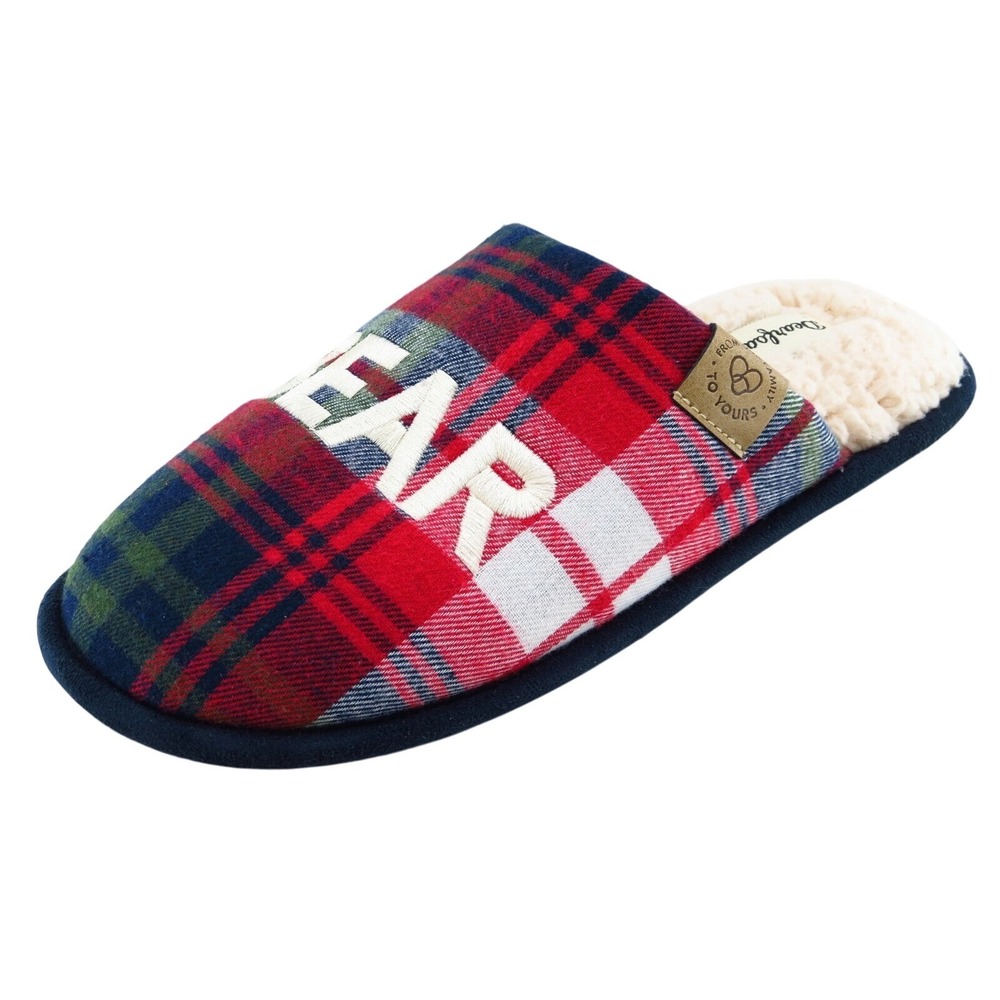 Dearfoams‎ Sz 5-6 M Red Mule Leather Women Slippers Mama Bear